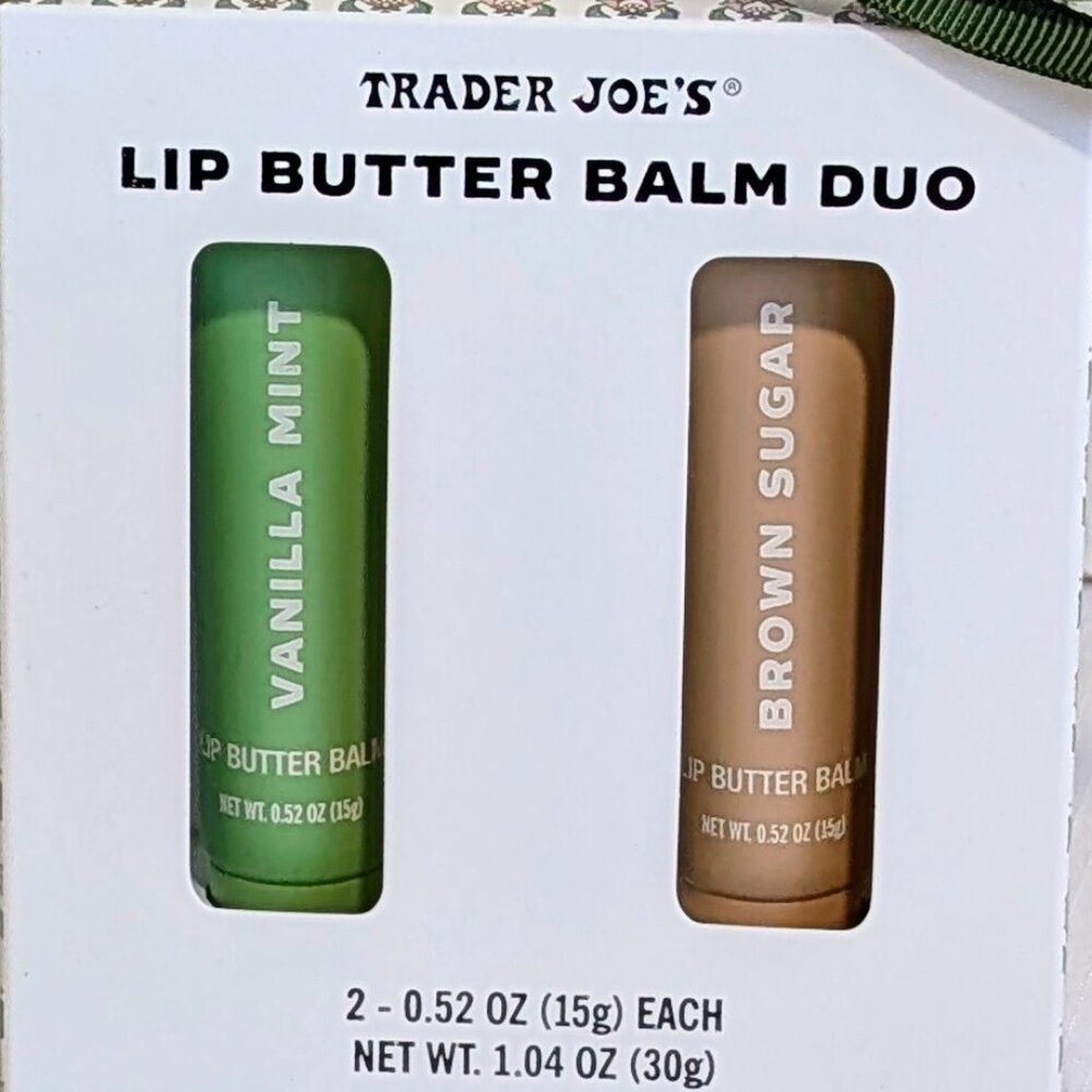 NIB Trader Joe’s Lip Butter Balm Duo Vanilla Mint & Brown Sugar Gift Set - Picture 3 of 4